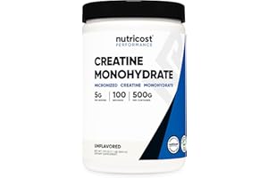 Nutricost Creatine Monohydrate Micronized Powder 500G, 100 Servings | 5000mg Per Serving (5g), 17.9 Oz