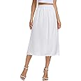 Vlazom Women's Satin Half Slips Lace Long Underskirt Soft Waist Slips for Under Dresses Long Skirt Petticoat Size UK 6-24