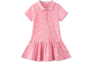 Beilei Creations Mädchen Kleider Kurzarm Baumwolle Kinder Kleid Süßes Muster Gr.85-140