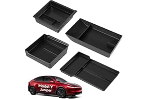 ‎VIHIMAI VIHIMAI 4 Pcs Tesla Model Y 2025 Juniper Mittelkonsole Organizer [Unterteilte Ablage Doppellagig] Smooth Slide Technology Aufbewahrungsbox Armlehnenablage Zubehör für Model Y Juniper (Schwarz)