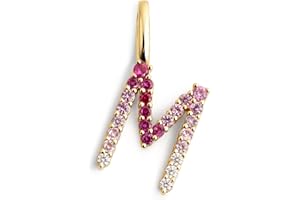 SINGULARU - Charm Letter Spark Sakura. Colgante en Plata de Ley con Acabado en Baño Oro de 18Kt y Circonitas Joyas Para Mujer. Letras A - Z