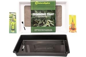 ‎MAYAADI-HOME Mayaadi-Home Trimmschale mit Trockensieb | Trim-Bin Rechteck für Pollen und Kräuter | 2-in-1 Kräutersieb mit 150-Mikron-Bildschirm | 2 Trimmscheren und Bürste (weiß)