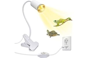 WPQIUZS Lampada Riscaldante Rettili, 240CM Cavo, UVA UVB Lampada Tartarughe Terra con Grande Clip, Portalampada Ceramica, Luce per Tartarughe D'acqua, Lampade Riscaldanti Animali, Bianco(Senza Lampadine)