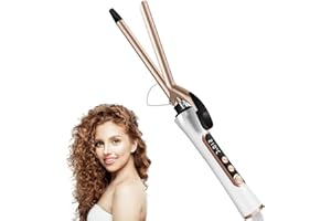 Ferro Arricciacapelli 9 mm, Ferro Capelli UKLISS Sottile per Capelli Corti, Arricciacapelli Professionale con Morsetto 11 Temperature Regolabili 110-210 ℃, Piccoli Riccioli, Doppia tensione