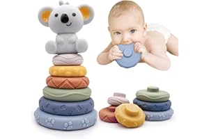 Lixiin 7 Pezzi Giocattoli Impilabili, Gioco Neonato 6-9 Mesi, Montessori Giochi Dentizione Neonato 6 Mesi, Torre di Impilamento, Giocattolo Natale Regalo per 6 12 18 Mesi (TT561)