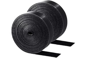 QILERUI Reusable Fastening Cable Ties,Hook and Loop Cable Straps 2 Rolls Adjustable Cord Ties for Cable Management, Cord Organizer Straps Black(6m*2)