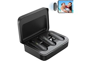 eaaerr Micro Cravate sans Fils, Mini Micro Cravate sans Fil pour iPhone Double Microphones avec boîtier de Charge Plug & Play Micro d'enregistrement sans Fil pour Youtube TikTok Live Stream Vlog