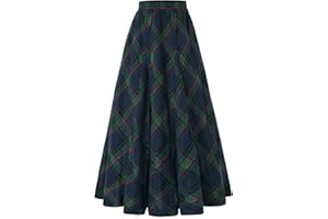 SCARLET DARKNESS Falda maxi Victoriana Vintage Cintura Elástica Cuadros Falda Plisada