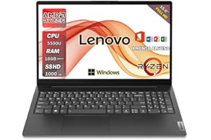 Lenovo | Pc portatile Notebook Ryzen 5 5500U 6 core | Ram 16 Gb ddr4 | SSHD 1000 Gb | Display 15.6" | Windows 11 PRO | Wi Fi | Usb | Computer portatile pronto all’uso |