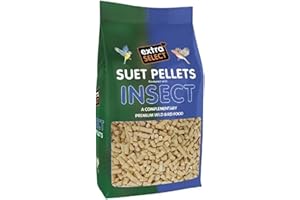 Extra Select Insect High Energy Suet Pellets Wild Bird Food - Protein, Fat Rich Year-Round Feeding - 3 kg Refill