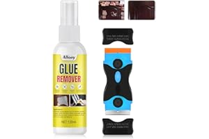 ALLONY Ettikettenlöserspray, Etikettenlöser, Klebstoffentferner Extra Stark, Kleberlöser Mit Schaber, Aufkleber Entferner, Entfernt Schnell Hartnäckige Klebereste, Etikettenentferner, 120ML