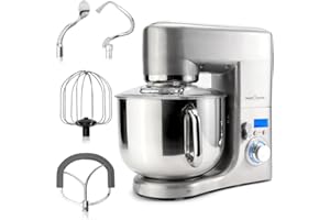 ‎PROFI COOK ProfiCook® Küchenmaschine mit XXXL-Edelstahlschüssel | Rühgerät 10L mit 1500W Motor | Knetmaschine inkl. Haken & Schneebesen | Teigknetmaschine Spritzschutz mit Nachfüllöffnung | PC-KM 1096