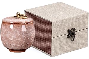 Vencede Handicrafted Ceramics Mini Pet Urns, Cremation Urns Ceramics Memorial Ashes Urn, Ashes Keepsake Memorial Ashes Holder, Pet Coffin, Dog Urn, Beautiful Ashes Keepsake, Sealed Ceramic (Beige)