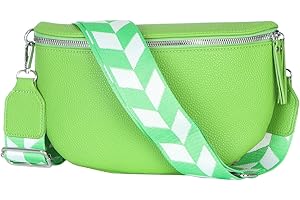 SIMARANDA Damen Bauchtasche stylisch Umhängetasche Hüfttasche Bodybag Gürtel Crossbody Bag Schultertasche mit Verstellbaren Gurt 25 (Grün, Klein 23 x 14 x 7 cm)
