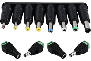 GTIWUNG 8 Pezzi Adattatore di Alimentazione DC Universale da 5,5x2,1mm Connessione CC Femmina a Maschio Adattatore Jack Connettore, DC Barrel Connettore, 2 Paia Connettori di Alimentazione DC