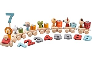 Green Rhino Train d'anniversaire en Bois INCL. Chiffres 1 à 9 | Peint à la Main | pour Une Merveilleuse fête d'anniversaire d'enfants | Train Enfant | en 71 | À Partir de 3 Ans | Environ 45 cm