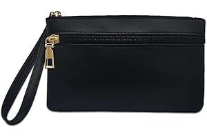 FuninCrea Ladies Purse Women's Wristlet Clutch Purse Coin Purse, Double Zipper Pockets Womens Purses Card Holder Wristlet Bag Large Women's Wallets with Wrist Strap for Card Coin Cash