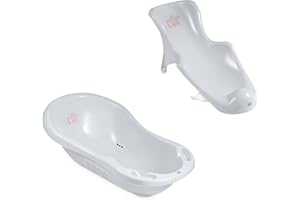 Hylat Baby Babywanne mit Thermometer, Stöpsel, Antirutschmatte und Badewannensitz - rutschfest & komfortabel für Neugeborene und Babys - stabil und bequem