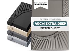 Moonlight Bedding King Size Fitted Sheets 40 Cm Extra Deep Pocket Grey Bed Sheets 16 inch Ultra Soft Bottom Sheet Brushed Microfiber Breathable Shrinkage and Fade Resistant