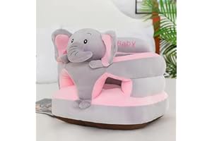 GENERIC Baby Seat for Babies 3 Months & Up, Sit Me Up Floor Seat with Elastic Band, Cartoon Back Head Support Sitting Infant Sofa, Toddler Plush Animal Shaped Learning Sitting Up Chair (Elephant)