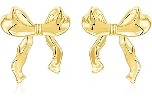 Rajputana Bow Earrings for Women,Gold Silver Bow Ribbon Stud Earrings Trendy Jewellery