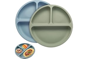 VOSSOT Talerze dla Niemowląt z Przyssawką, 2 Sztuki, Bez BPA, Podzielone, Wysokiej Jakości do Nauki