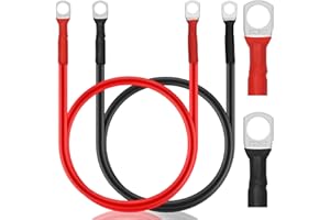Elecoutek 2 Pcs Battery Cables 100cm, 12v Battery Leads 5 AWG 16mm² Red and Black Battery Inverter Cables with M10 Terminals Copper Jump Leads for Car, Auto, Truck, Motorcycle, Solar, Marine