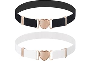 QH-Shop Kinder Gürtel Stretch Gürtel Verstellbare Elastische Gürtel Mädchen Süß Herzform Gürtel Ohne Schnalle für Kleider Hosen Jeans 2 Stück