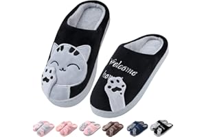 Zhiaek Pantofole Donna Uomo Peluche Ciabatte Donna Invernale Calde Morbide Comode Antiscivolo Pantofole Gatto Bambina Scarpe da Casa