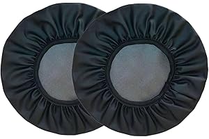 Xpnit Hockerbezug, runder Barhocker-Schonbezug, wasserdichter PU-Stuhl-Sitzbezug, abwischbar, rutschfester Fußhocker-Bezug (2 Stück, 38 cm, schwarz)