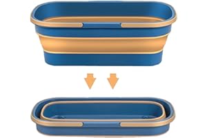 BUNIQ Zusammenklappbarer Eimer Mit Griff Und Rädern, Zusammenklappbarer Silikon-Wassereimer, Großes Fassungsvermögen Rechteckig Eimer, Faltbarer Mopp Eimer Für Hausreinigung