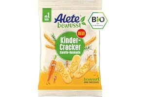 ‎ALETE Alete bewusst Bio Kinder-Cracker mit Karotten- und Rosmarinpulver – Ab 1 Jahr – Ohne Salz- und Zuckerzusatz, Bio-Qualität, 30 g Packung