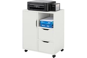 ‎SOBUY SoBuy FBT105-W Szafy na Dokumenty Stolik Pod Drukarkę Mała Szafka nocna Stolik Boczny na Sofie na Kółkach Wymiary 60x35x70cm