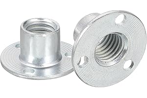 QUARKZMAN Écrou en T pour Trou de Brad M10, 5 Pièces en Acier au Carbone avec Base Ronde à Visser Écrous d'Insertion de Filetage Femelle pour Quincaillerie de Meubles