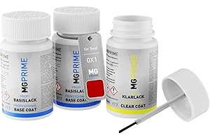 MG PRIME Pintura del coche Set de lápices de retoque para Seat 0X1 / E1 Desire Red Perl/Rojo Desire Pintura de fondo/base pintura transparente, 50 ml cada uno