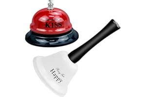 FORYNXHWIN 2 Pcs Call Bell Table Bell Handbells Service Bell Metal Hand Bell for Counter Reception Restaurant Wedding Dinner Hotels Call Bell