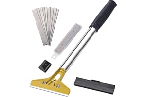 Zawaer Industry Rasquetas con mango de goma y cuchillas de 20 x 100 mm, rasqueta vitrocerámica para la limpieza de vidrios, azulejos y eliminación de etiquetas y adhesivos