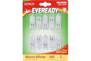 INK JUNGLE Eveready G9 Capsule Halogen Light Bulb, 25W, 240lm, 2800K Warm White, Dimmable, 300 Degree Oven Tolerant, for Chandeliers, Ovens, and Lamps, Pack of 10