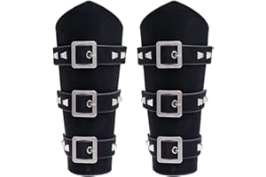 Thajaling 2 Pieces Medieval Leather Arm Guards, Punk Gothic Leather Bracers, Vintage LARP Wristbands for Cosplay Horsing Riding Costume