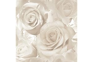 Muriva Madison Glitter Pearl Wallpaper 139524 - Flower Floral Large Roses Cream