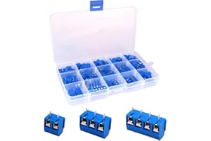 Greluma 100 piezas de 5 mm de paso,2 pines,3 pines y 4 pines,bloque de terminales de tornillo PCB 300V 16A,azul 85x2 pines,10x3 pines,5x4 pines)