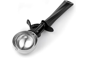 TJ POP Ice Cream Scoop, 3.8 tbsp Stainless Steel Cookie Scoop 56 ml, Ice Cream Spoon with Easy Trigger, Kitchen Scoop for Ice Cream, Cookie, Mashed Potato, Meatballs, Melon Balls, Scoop Size 60mm