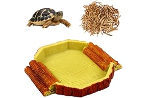 CATOR 1 pièce Specialty Wood Grain Tortue Terrestre Water Bowl, Enclos Tortue Terrestre Exterieur, Terrarium Tortue Terrestre, Abreuvoir Tortue Terrestre, Terrarium Écuelle,Accessoires pour terrarium
