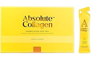 Absolute Collagen Marine Liquid Collagen Supplement for Women | New Lemon Flavour, Supports Hair, Nail & Skin Health, 8000mg of Hydrolysed Collagen per Sachet, Vitamin C | 14 Sachets