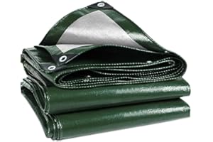 Wohohoho 125GSM Tarpaulin Waterproof Heavy Duty, 3m x 4m Large Green Rainproof Tarp UV/Tear Resistant PE Tarpaulin Sheet Tent with Reinforced Eyelets, Cover for Car, Pool, Caravan, Garden Furniture