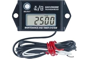 Runleader - Tacómetro Digital con medidor de Horas, recordatorio de Mantenimiento, recuperación máxima de RPM, Uso para ZTR, cortacésped, Tractor, generador, Fuera de borda Marino, Jetski, Motor