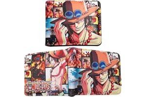 LGQHCE Cartoon Wallet, One Piece PU Leather Coin Purse Kids Leather Wallet Cartoon Anime Coin Purse Cute Bifold Short Wallet Cool Anime Card Holder Fold Wallet Birthday Gift for Kids And Fans(11.5x9cm)