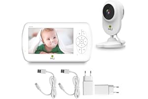 m MU Baby Monitor Video e Audio, Telecamera Bambini Schermo 4,3 1080P Alta Risoluzione, Funzione VOX Visione Notturna e Monitoraggio di temperatura, 6 Ninne Nanne per Bambini. Videocamera Senza Fili