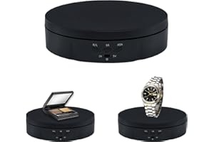 Mcbazel Mesa giratoria eléctrica para fotografía, Base giratoria eléctrica de 360 Grados, Plato Giratorio para fotografía, grabación de vídeo, presentaciones de Joyas - 14.5cm/5.7 Inch（Negro）
