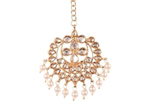 Touchstone Mangtika, créateur de bijoux ethniques et joliment décorés, agrémentée de faux rubis et de fausses perles attachés avec une belle chaîne pour femme